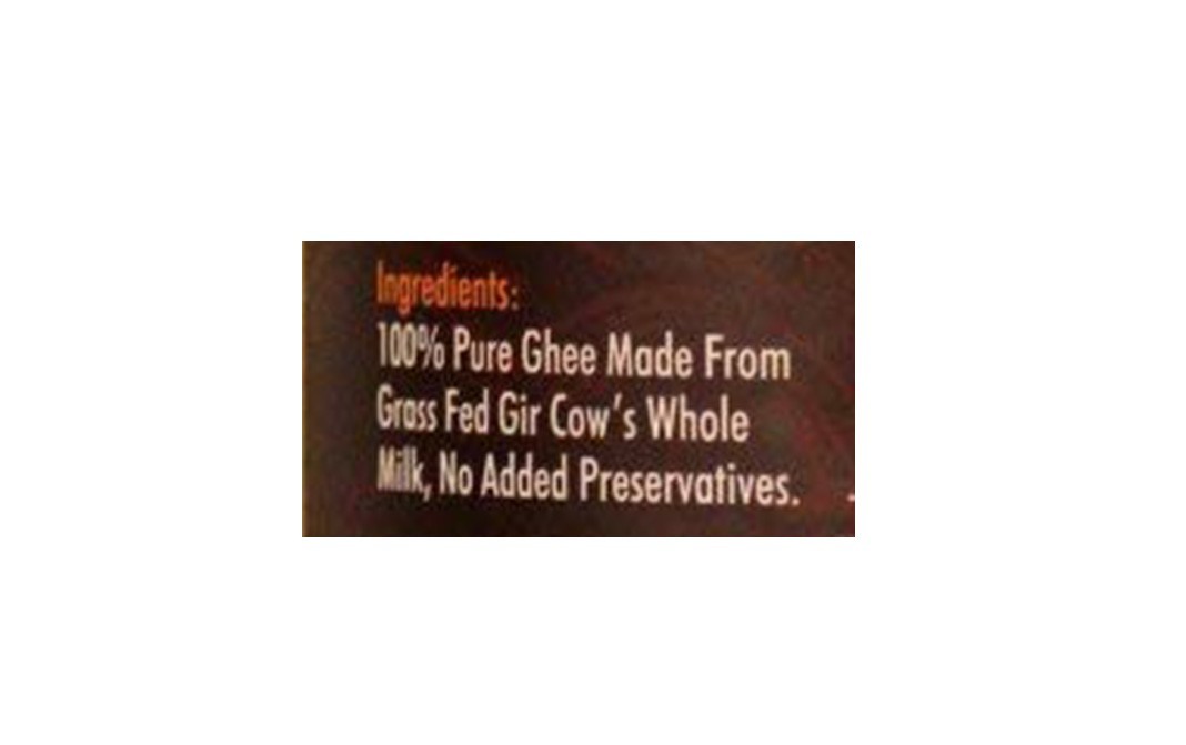 Vedic Ghee Pure Grass Fed Gir Cow's A2 Ghee   Glass Jar  1000 millilitre